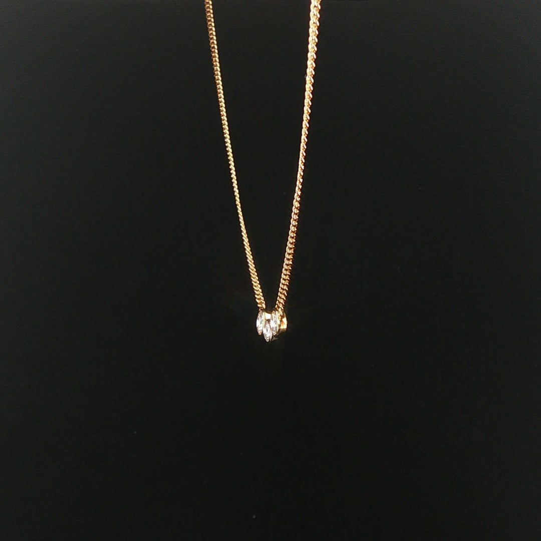 14k Yellow Gold and 1cttw Bezel Set Three Diamond Station Pendant Necklace 19"