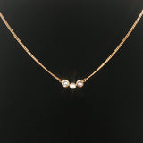 14k Yellow Gold and 1cttw Bezel Set Three Diamond Station Pendant Necklace 19"