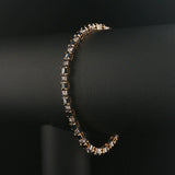14k Yellow Gold Sapphire and Diamond Vintage Ladies Tennis Link Bracelet 7"