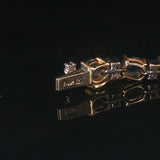 14k Yellow Gold Sapphire and Diamond Vintage Ladies Tennis Link Bracelet 7"