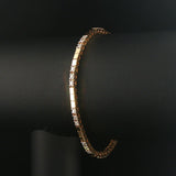 14k Yellow Gold and 1cttw Diamond Solid Square Link Bracelet 7"