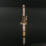 14k Yellow Gold and 1cttw Diamond Solid Square Link Bracelet 7"
