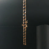 14k Yellow Gold Sapphire and Diamond Vintage Men's Link Bracelet 8.5"