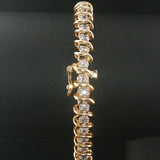 14k Yellow Gold and 1.50cttw Diamond Solid S Link Vintage Tennis Bracelet 7"