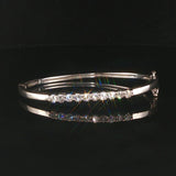 14k White Gold and 1cttw Diamond Solid Bangle Bracelet 6.25"