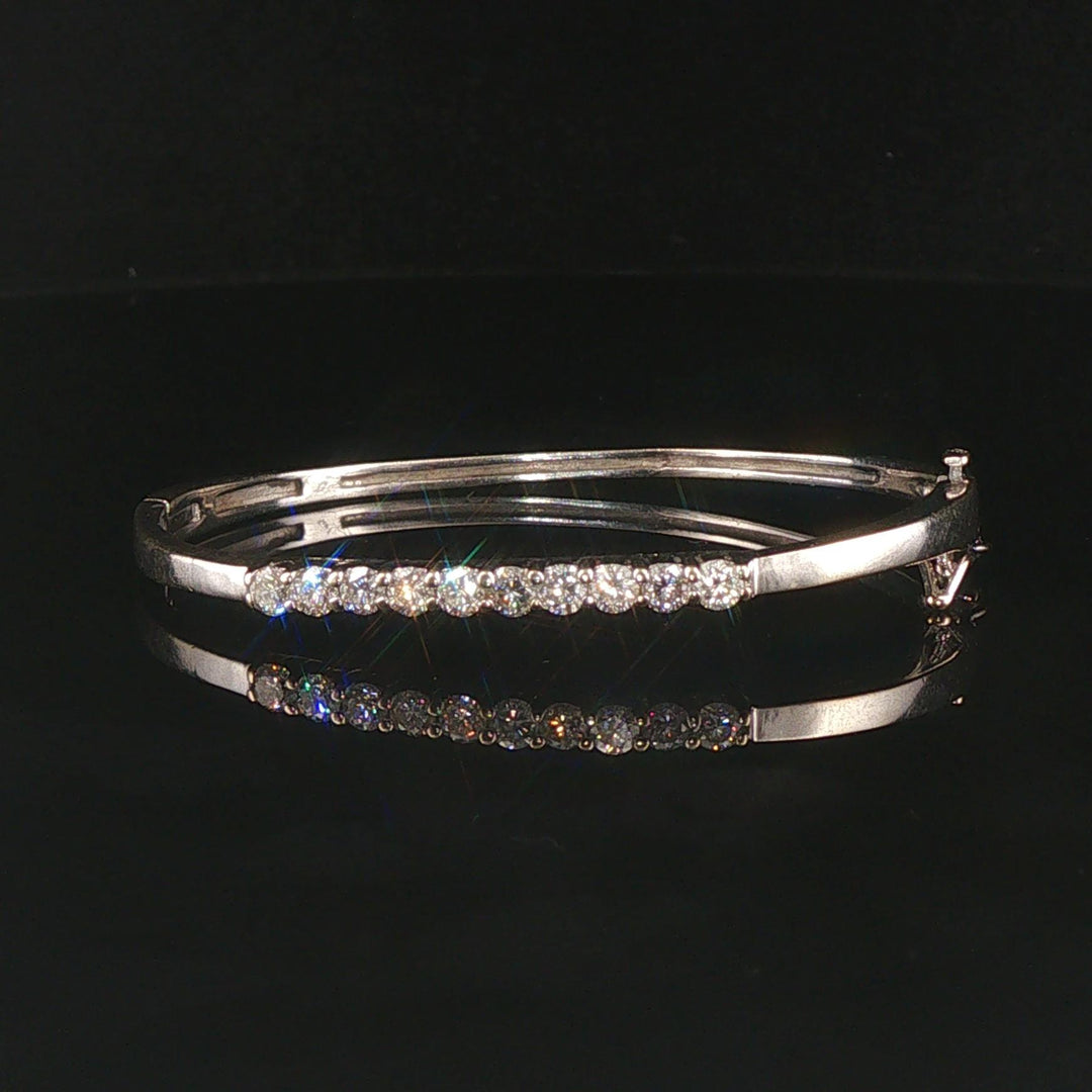 14k White Gold and 1cttw Diamond Solid Bangle Bracelet 6.25"