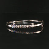14k White Gold and 1cttw Diamond Solid Bangle Bracelet 6.25"