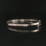 14k White Gold and 1cttw Diamond Solid Bangle Bracelet 6.25"