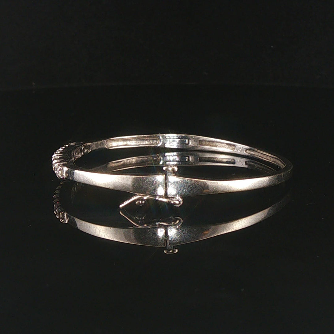 14k White Gold and 1cttw Diamond Solid Bangle Bracelet 6.25"