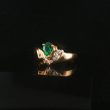 14k Yellow Gold Emerald and Diamond Ring Size 4.5