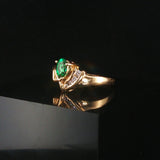 14k Yellow Gold Emerald and Diamond Ring Size 4.5