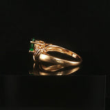 14k Yellow Gold Emerald and Diamond Ring Size 4.5