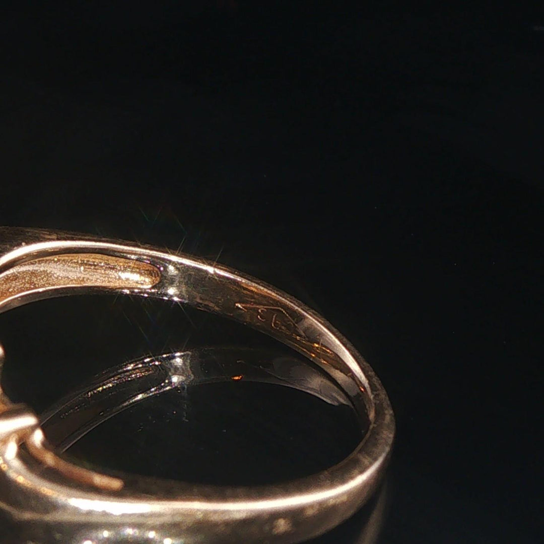 14k Yellow Gold Emerald and Diamond Ring Size 4.5