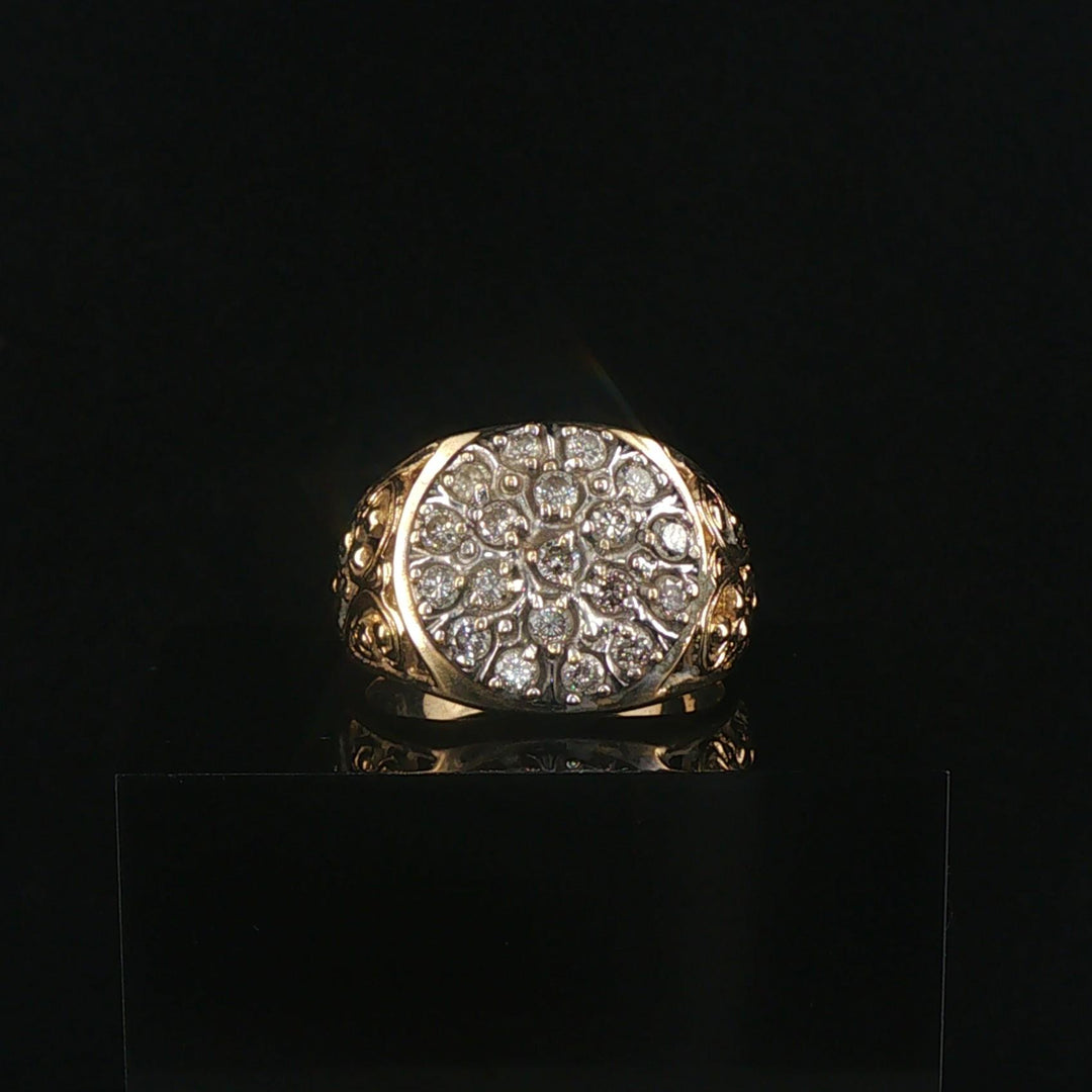 14k Yellow and White Gold 0.50cttw Diamond Men's Vintage Ring Size 9.25