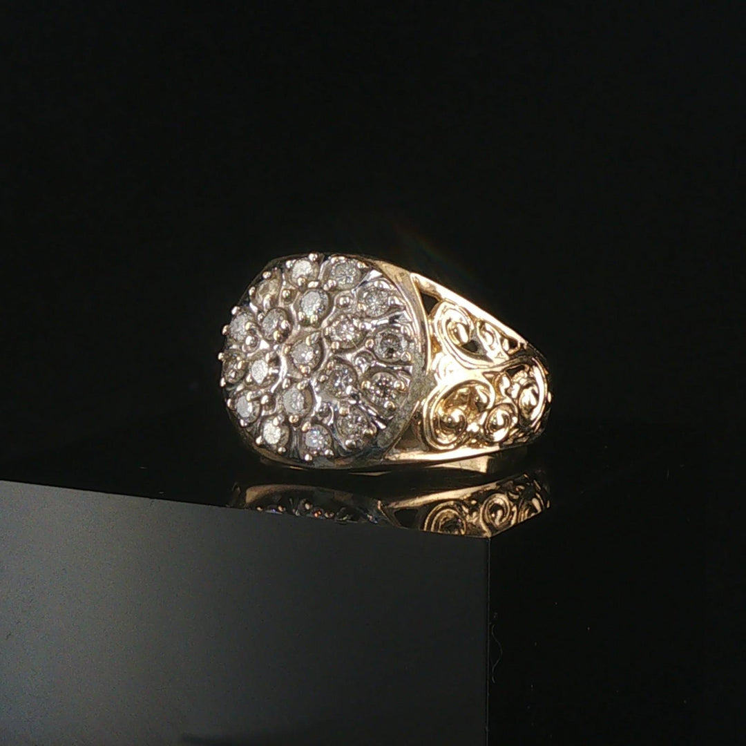14k Yellow and White Gold 0.50cttw Diamond Men's Vintage Ring Size 9.25