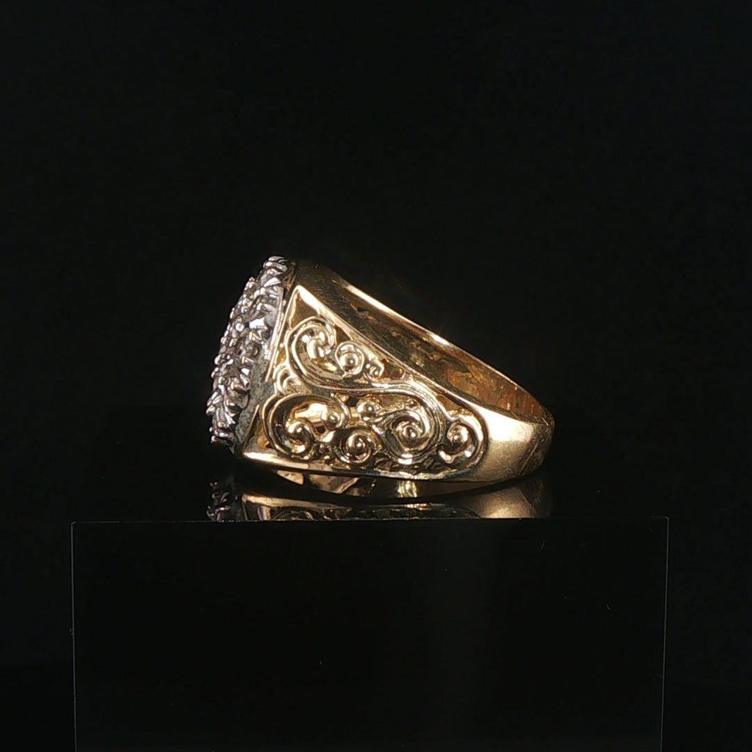 14k Yellow and White Gold 0.50cttw Diamond Men's Vintage Ring Size 9.25