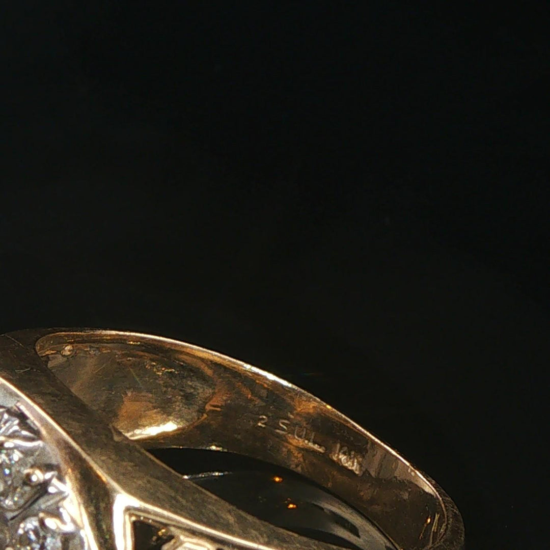 14k Yellow and White Gold 0.50cttw Diamond Men's Vintage Ring Size 9.25