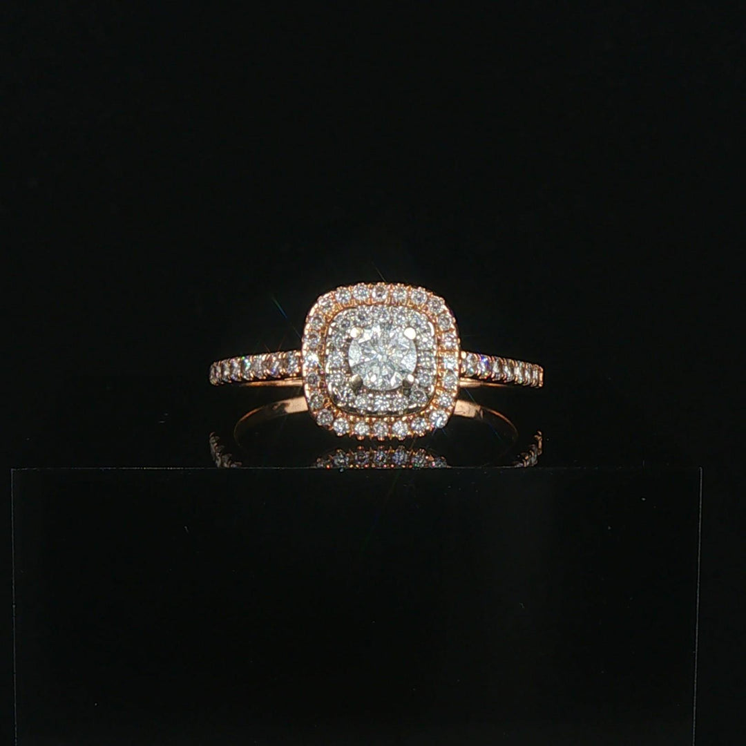 14k Rose Gold and 0.65cttw Diamond Halo Ring Size 8.75