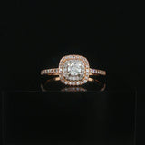 14k Rose Gold and 0.65cttw Diamond Halo Ring Size 8.75