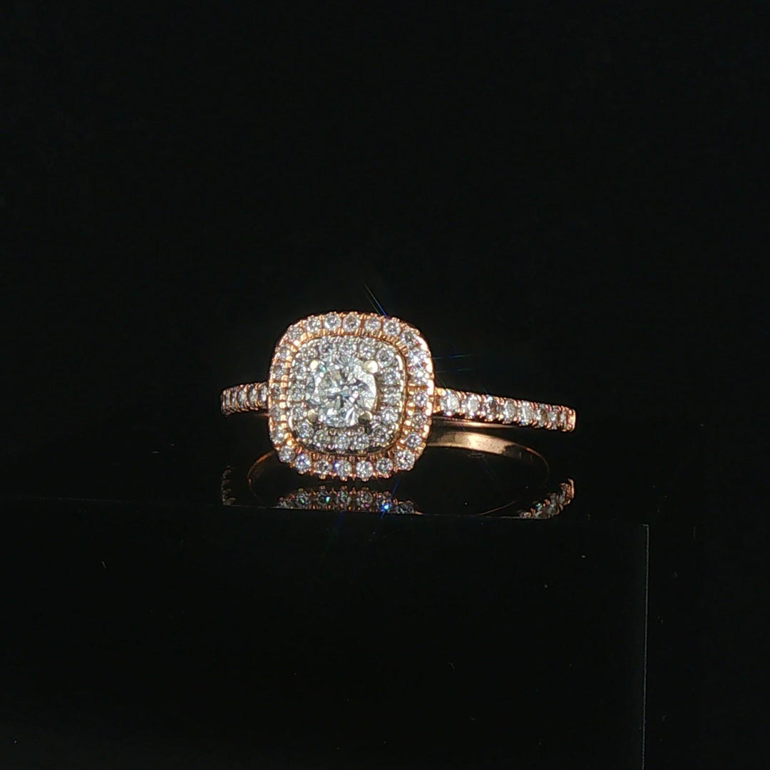 14k Rose Gold and 0.65cttw Diamond Halo Ring Size 8.75