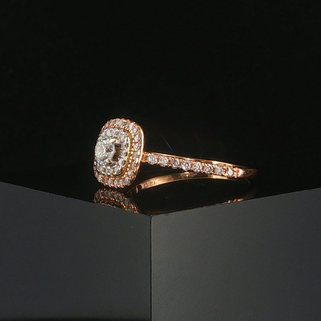 14k Rose Gold and 0.65cttw Diamond Halo Ring Size 8.75