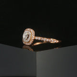 14k Rose Gold and 0.65cttw Diamond Halo Ring Size 8.75