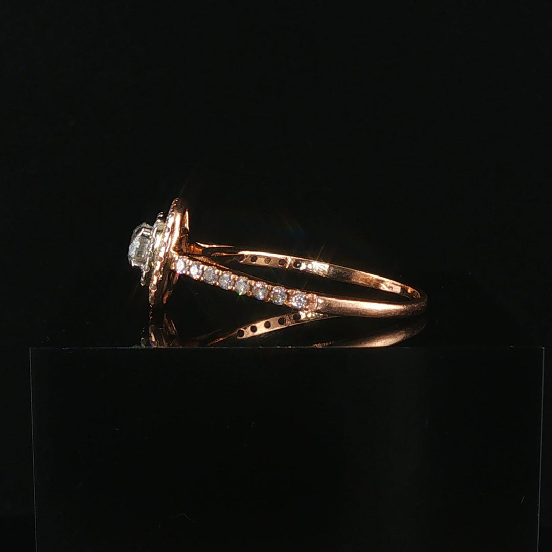 14k Rose Gold and 0.65cttw Diamond Halo Ring Size 8.75