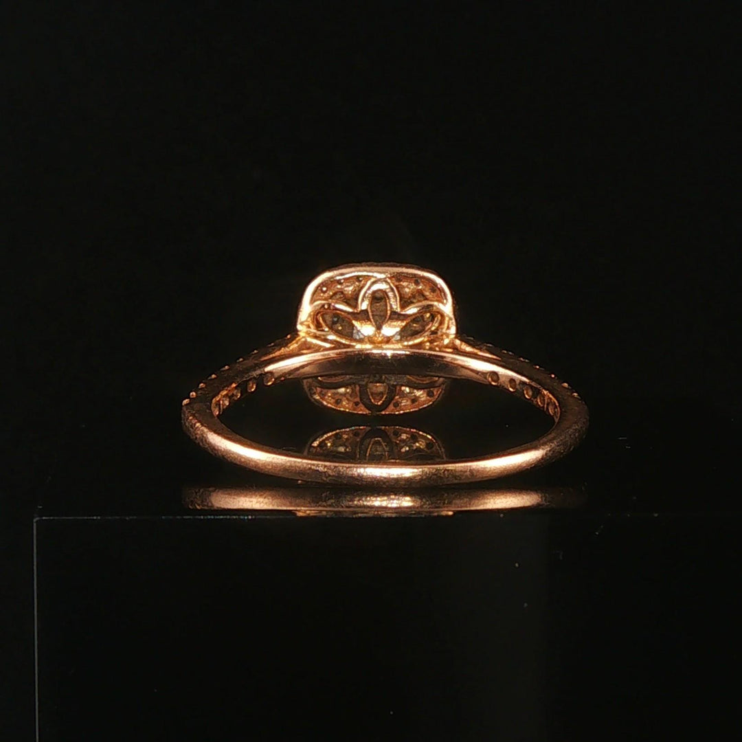 14k Rose Gold and 0.65cttw Diamond Halo Ring Size 8.75