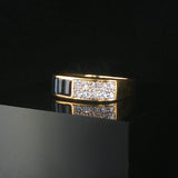 18k Yellow Gold Sapphire and 0.30cttw Diamond Vintage Squared Band Ring Size 3