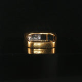 18k Yellow Gold Sapphire and 0.30cttw Diamond Vintage Squared Band Ring Size 3