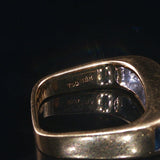 18k Yellow Gold Sapphire and 0.30cttw Diamond Vintage Squared Band Ring Size 3