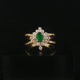 14k Yellow Gold Emerald and 0.50cttw Diamond Halo Ring Size 7.5