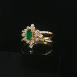 14k Yellow Gold Emerald and 0.50cttw Diamond Halo Ring Size 7.5