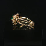 14k Yellow Gold Emerald and 0.50cttw Diamond Halo Ring Size 7.5