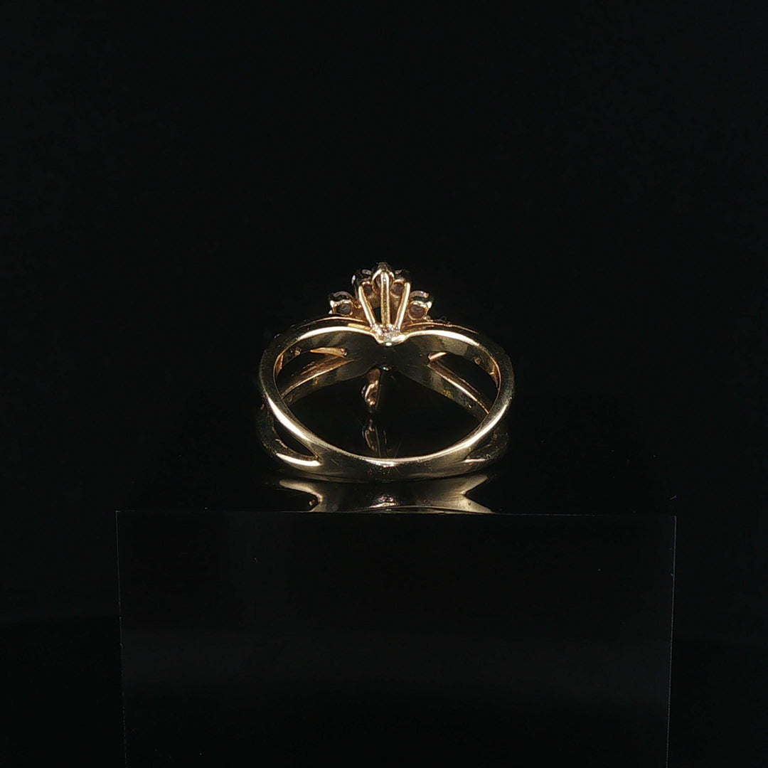 14k Yellow Gold Emerald and 0.50cttw Diamond Halo Ring Size 7.5