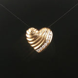 14k Yellow Gold and 0.20cttw Diamond Vintage Heart Pendant