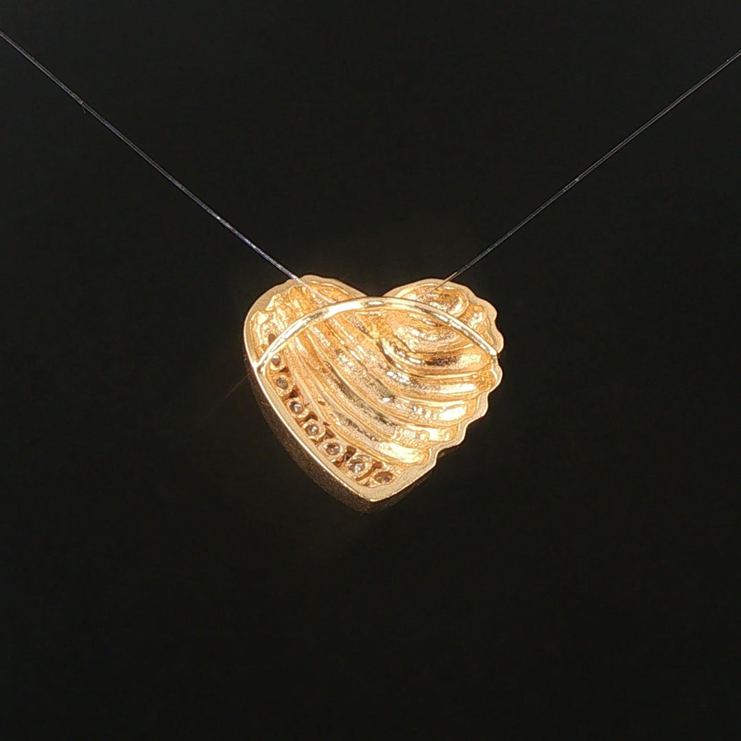 14k Yellow Gold and 0.20cttw Diamond Vintage Heart Pendant
