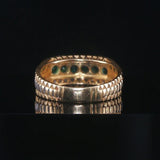 14k Yellow Gold Emerald and 0.20cttw Diamond Vintage Watch Band Ring Size 7