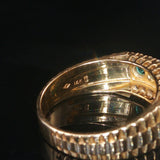 14k Yellow Gold Emerald and 0.20cttw Diamond Vintage Watch Band Ring Size 7
