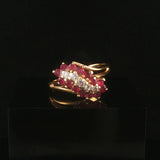 14k Yellow Gold Ruby and Diamond Ladies Vintage Ring Size 9.25
