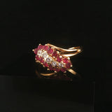 14k Yellow Gold Ruby and Diamond Ladies Vintage Ring Size 9.25