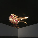 14k Yellow Gold Ruby and Diamond Ladies Vintage Ring Size 9.25