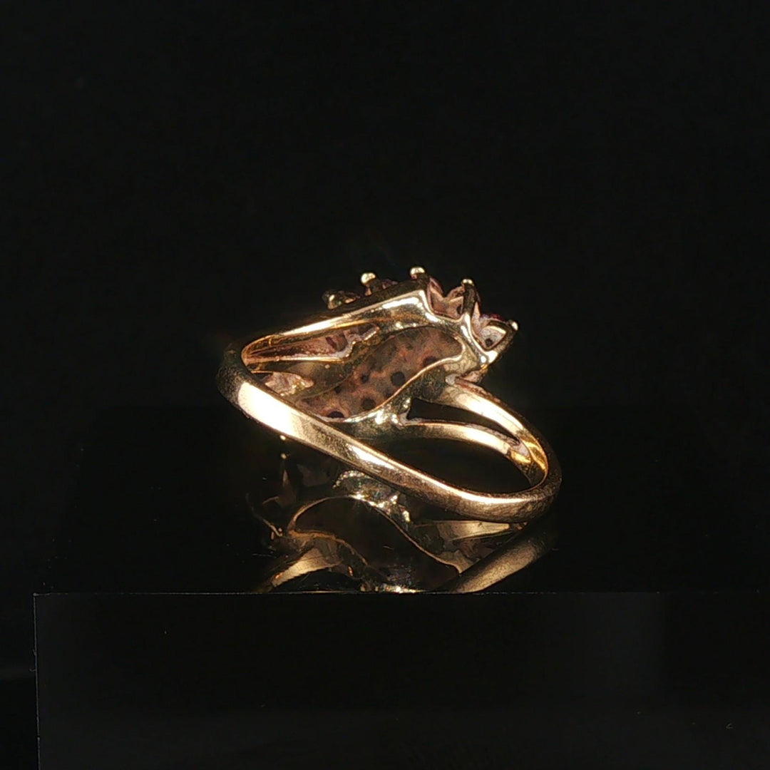 14k Yellow Gold Ruby and Diamond Ladies Vintage Ring Size 9.25