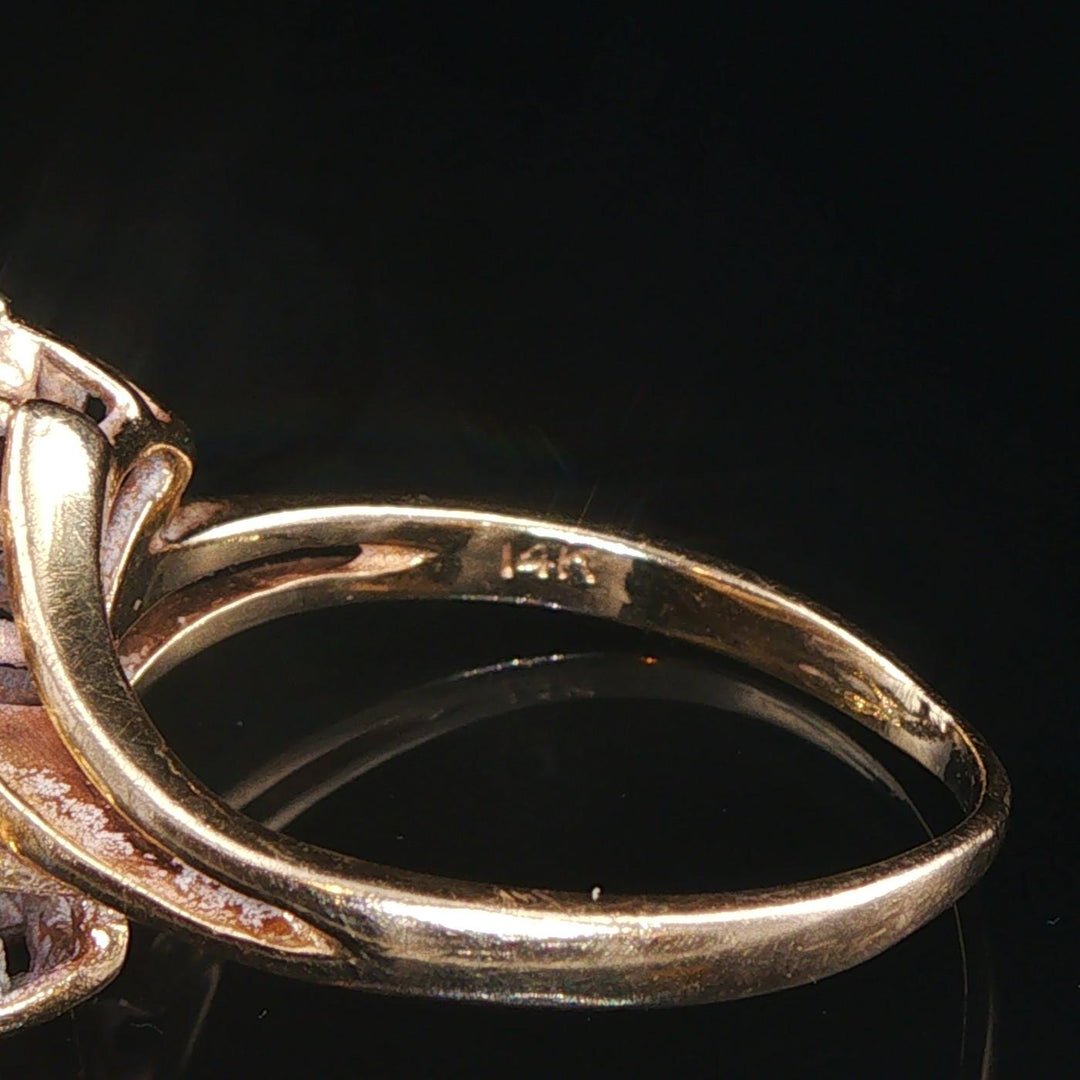 14k Yellow Gold Ruby and Diamond Ladies Vintage Ring Size 9.25
