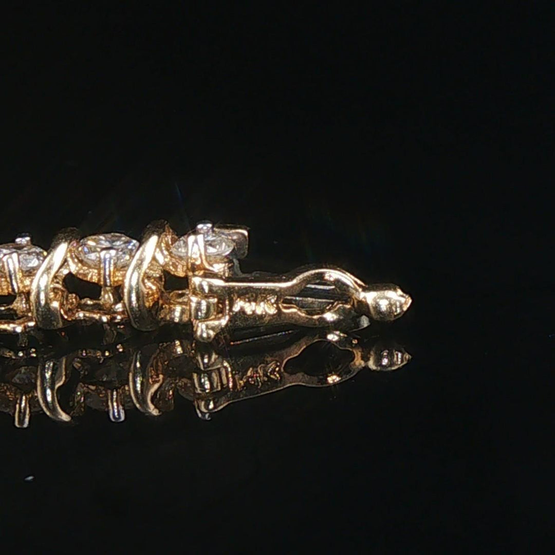 14k Yellow Gold and 4cttw Diamond Solid S Link Vintage Tennis Bracelet 7"