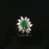 14k Yellow and White Gold 2.54ct Emerald and 1cttw Diamond Vintage Ring Size 6