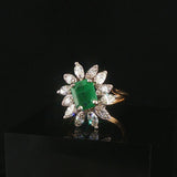 14k Yellow and White Gold 2.54ct Emerald and 1cttw Diamond Vintage Ring Size 6