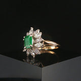 14k Yellow and White Gold 2.54ct Emerald and 1cttw Diamond Vintage Ring Size 6
