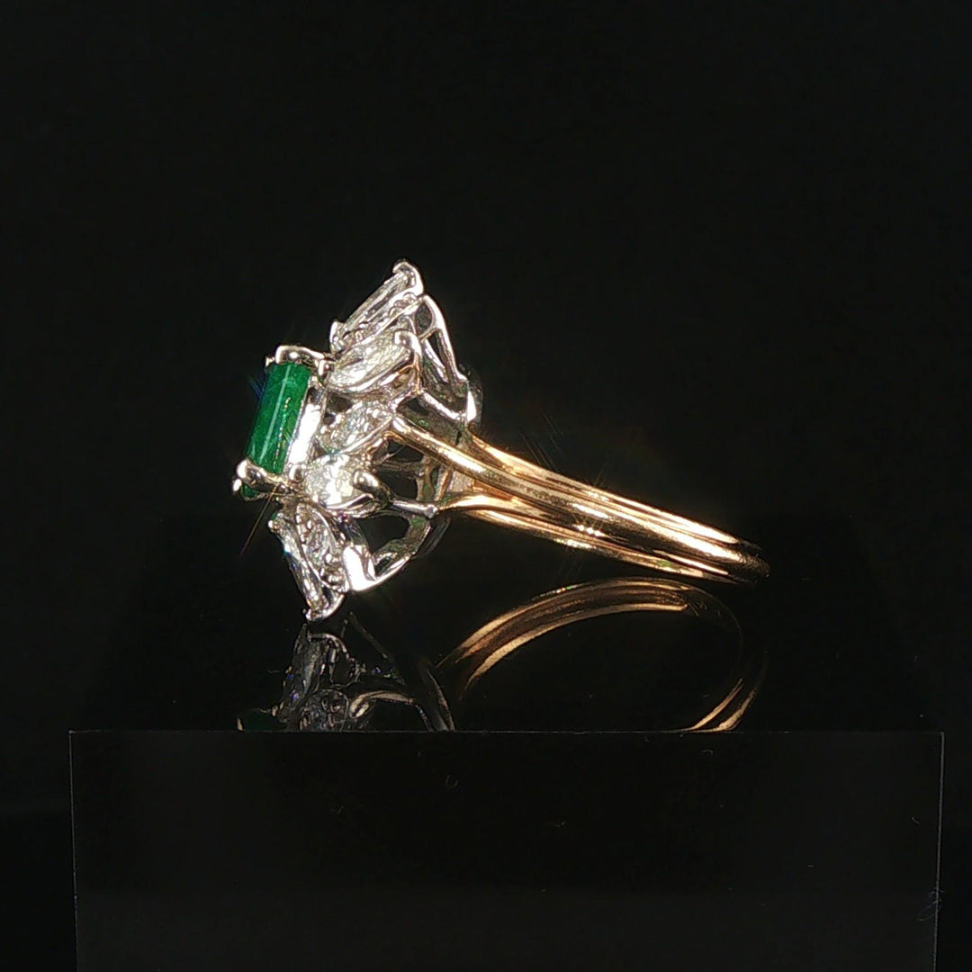 14k Yellow and White Gold 2.54ct Emerald and 1cttw Diamond Vintage Ring Size 6