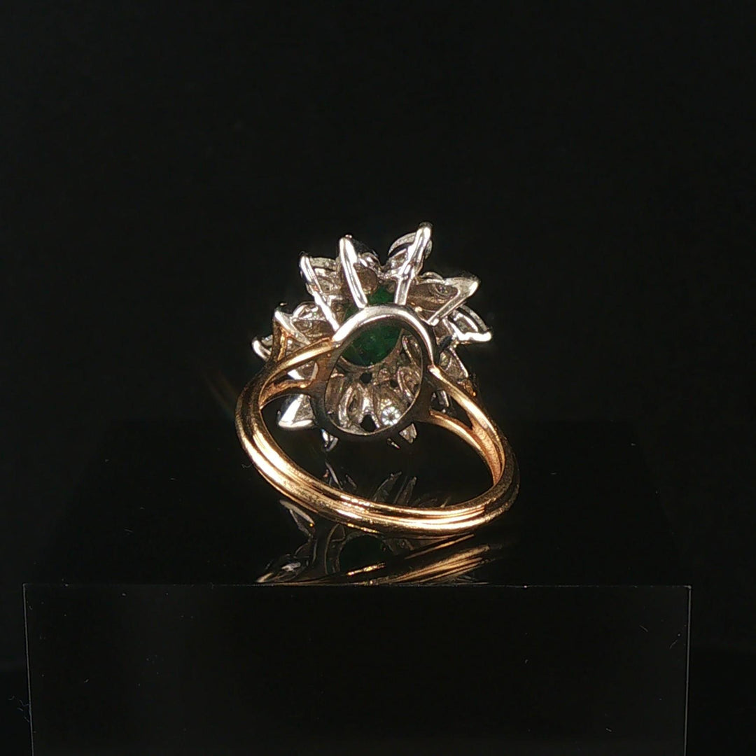 14k Yellow and White Gold 2.54ct Emerald and 1cttw Diamond Vintage Ring Size 6